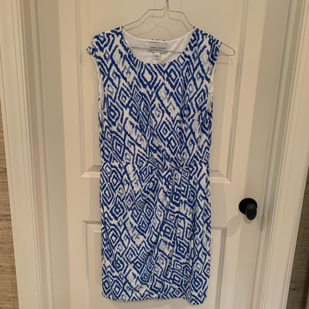 Blue & White print dress by Donna Morgan